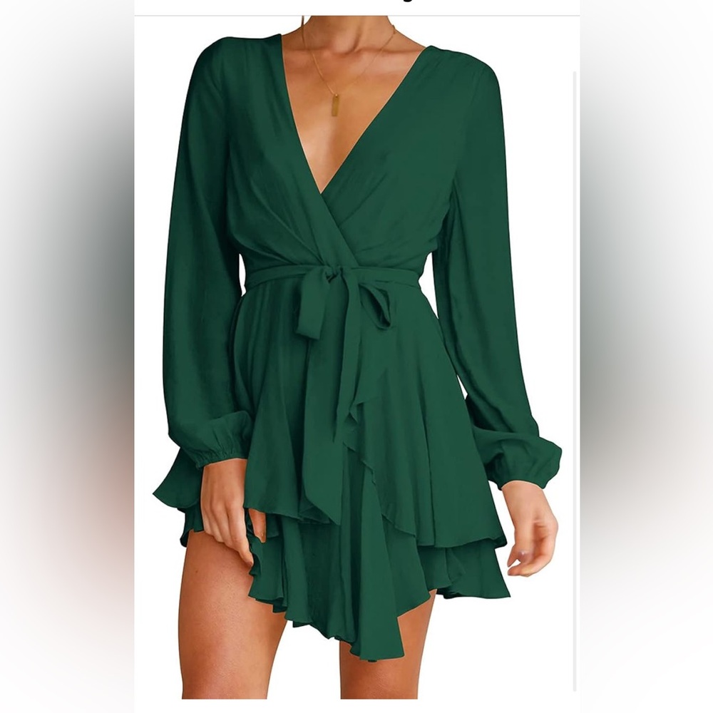 Elegant Green Wrap Dress